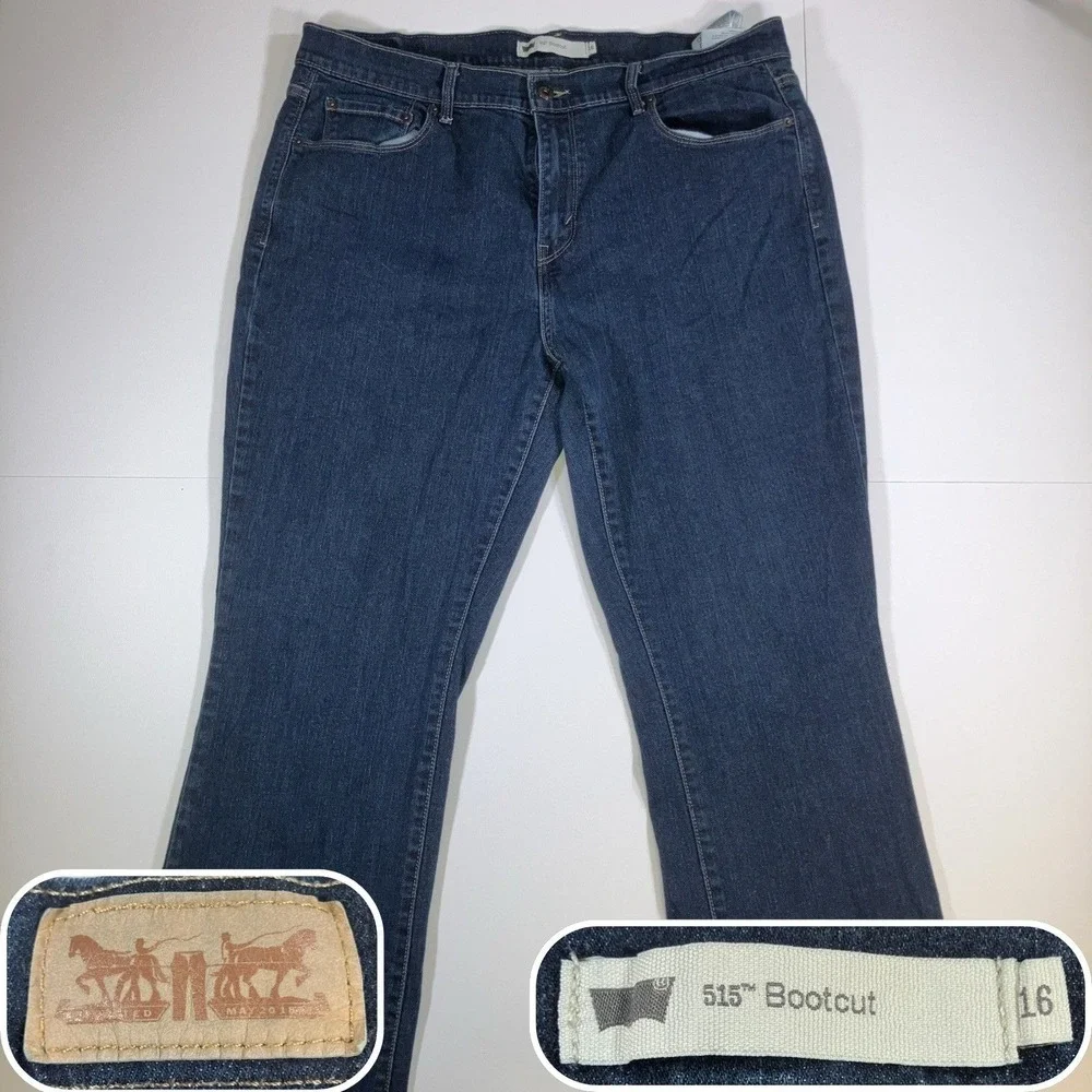 Levi's‎ 515 Bootcut Jeans Womens 16M Mid Rise Dark Wash Stretch 33x32